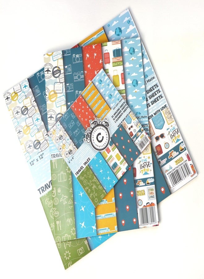 Craftastique Travel Tales Scrapbooking Paper Pack | 20 Sheets | 250 GSM | Travel-Themed Pattern Paper for Scrapbooking, Journaling, Card Making & DIY Projects (6x6 inches) - Image 2